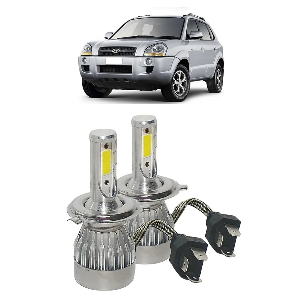 Par Lampada Super LED Farol Tucson 2006 2007 2008 2009 2010 2011 2012 2013 6000k H4