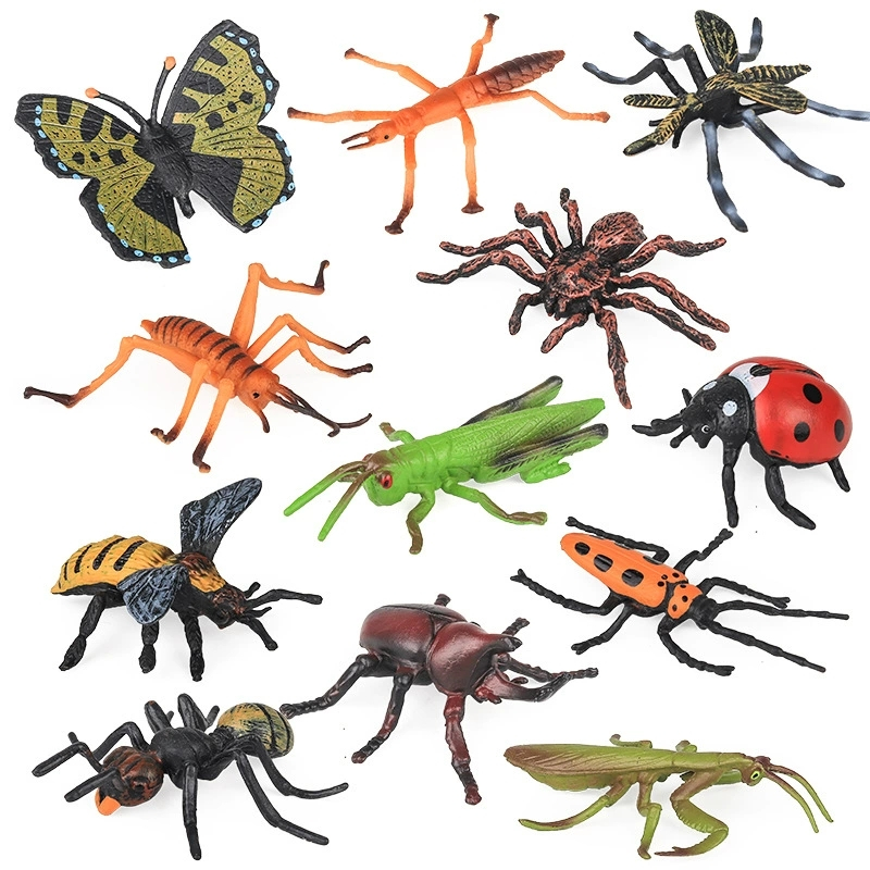 Simulação Abelha Sólida Aranha Borboleta Formiga locust mantis Inseto Modelo animal Crianças Brinquedo Científico Conjun