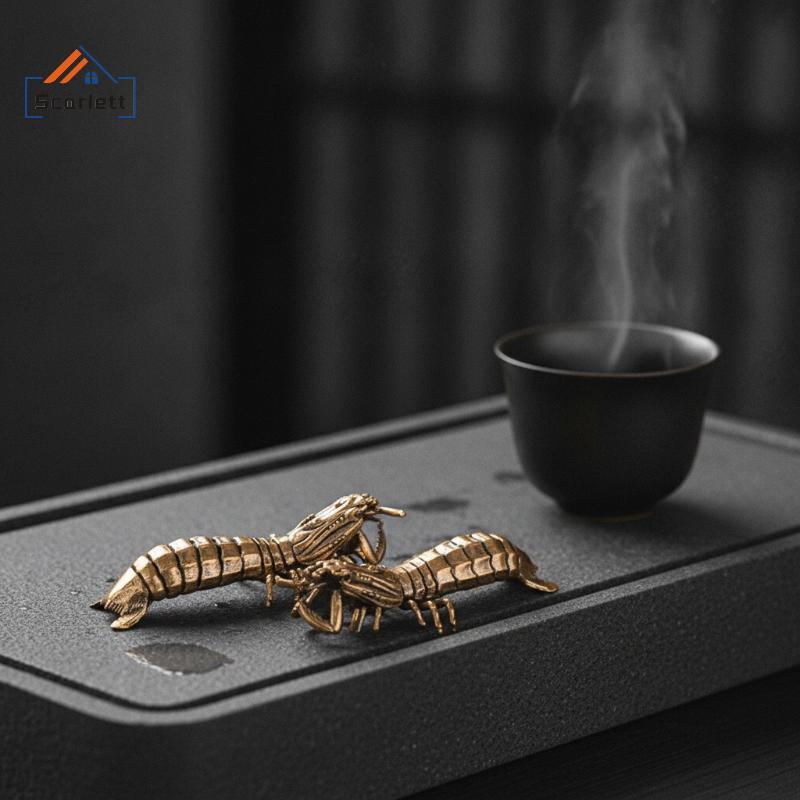 [Scarlett] Ornamento De Mesa De Camarão Mantis De Latão Mini Estatueta Sólido Decoração Marinha Náutica Exclusiva Para P