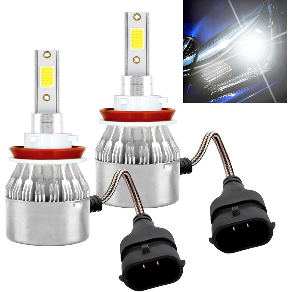 2 PCS 9005/HB3 Car LED Light, 3800LM 6000K Waterproof Car C6 Fog Light High and Low Beam Bulb Replacement,Universal Plug