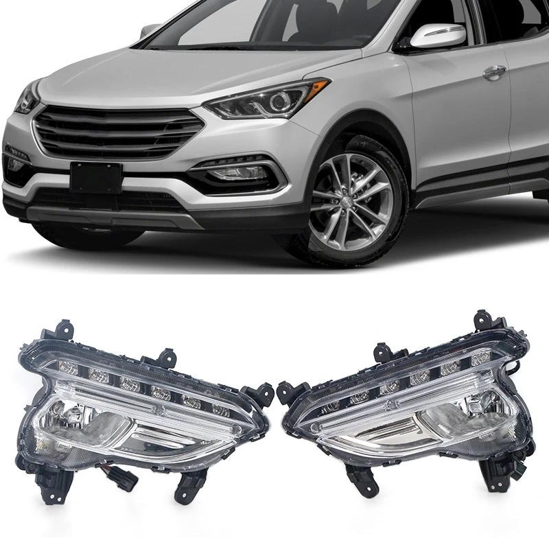 Para Hyundai Santa Fe Esporte IX45 2016 2017 2018 LED Luz De Circulação Diurna Farol Nevoeiro Acessórios Montagem Do Car