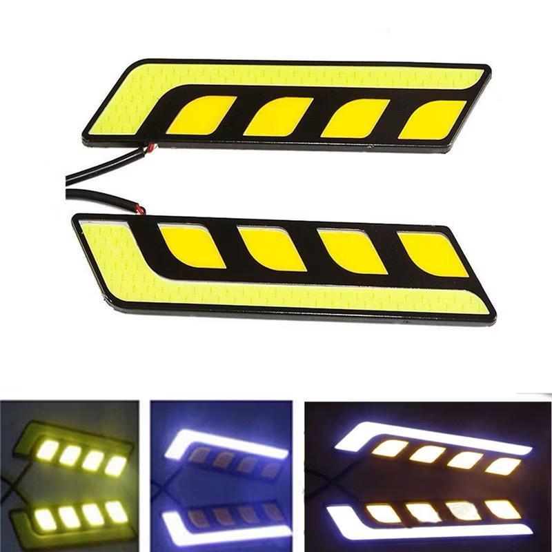 2pçs 12V Led Cob Car Auto Drl Condução Diurna Luz De Nevoeiro Lâmpada Impermeável