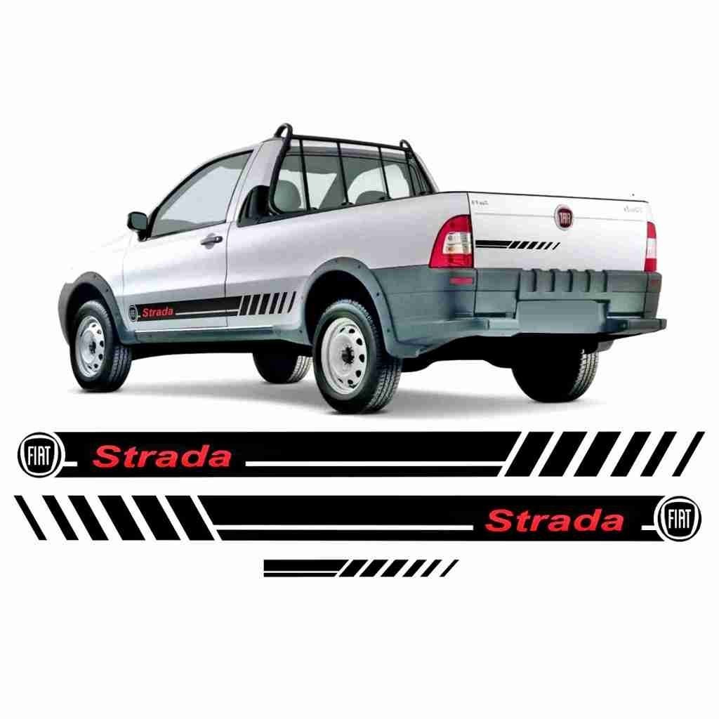 KIT Faixas Lateral e Traseira Adesivo Fiat Strada Working Trekking Adventure FT114