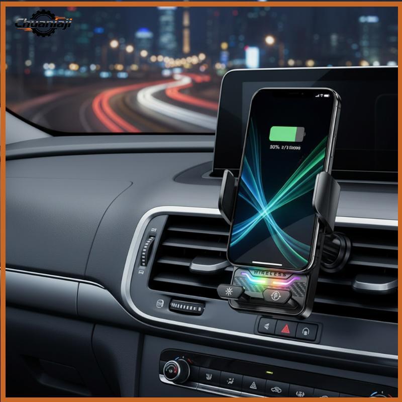 Chuaniaji 15W Universal Car Phone Carregador Sem Fio Suporte Auto-Sensor RGB Light Mount Para S26/17 16 15 14 13 12 11 P