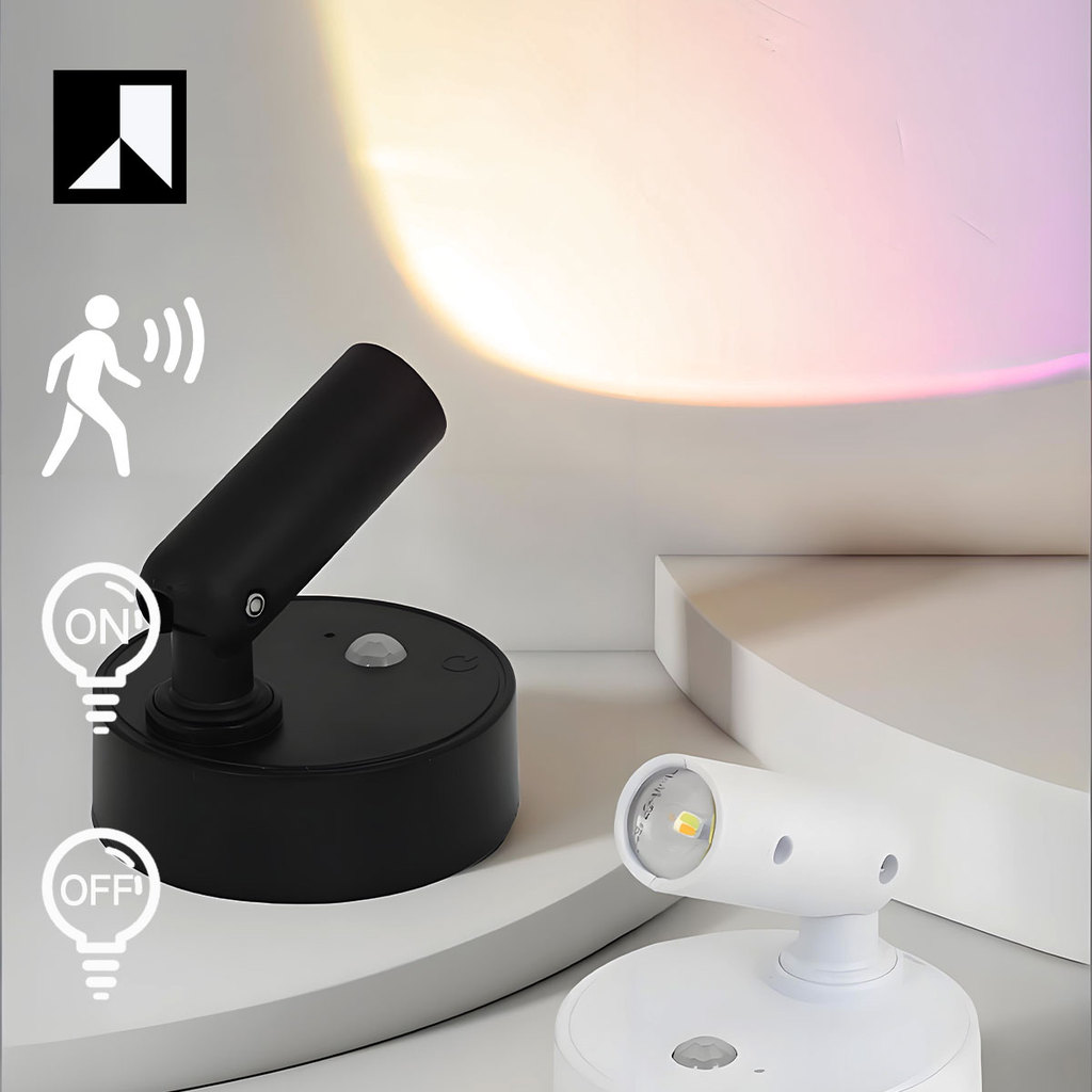 Luz Recarregável Do Sensor De Movimento RGB Noturna Quarto 350 ° Lâmpada De Parede LED Giratória Com Controle Remoto Car