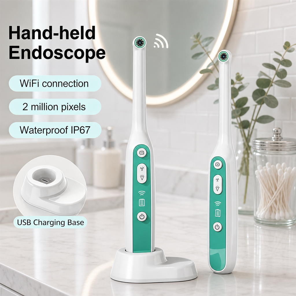 Câmera Intraoral Sem Fio 1080P HD 2MP 8 LEDs IP67 Endoscópio Dental Portátil para Android e iOS