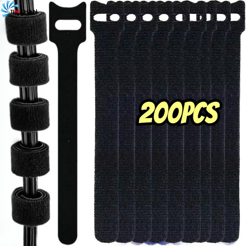 [Brilhante] Abraçadeira De Nylon 200-50 Unidades-Para Armazenamento De Linha De Dados-Autoadesivo , Reutilizável-Organiz