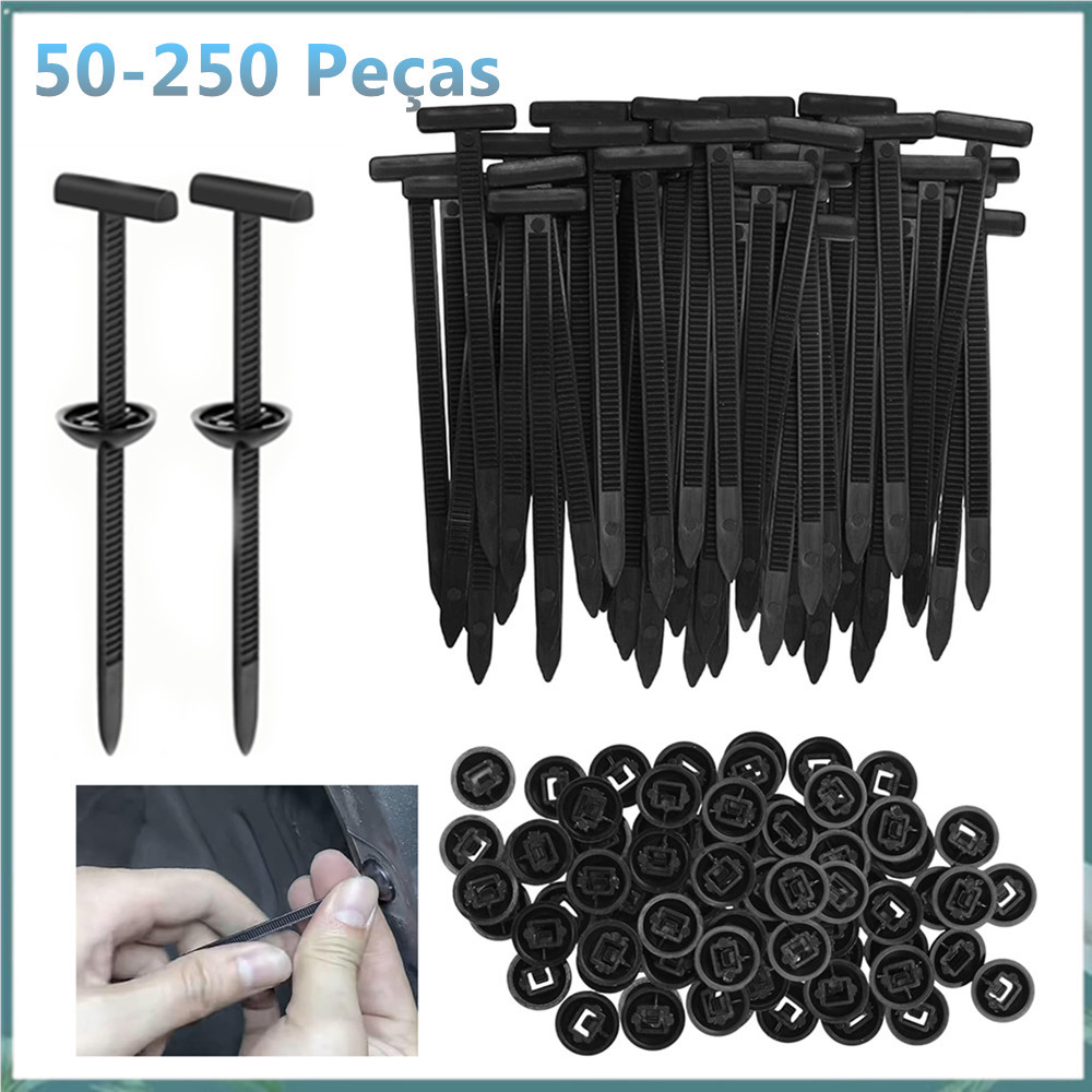 Fivela de cabo Universal de Nylon 50-250 peças, fácil instalação com travamento automático, para-choque de carro, reparo