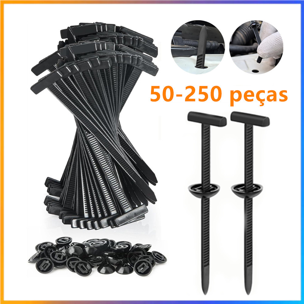 Fivela de cabo Universal de Nylon, 50-250 peças, abraçadeiras com zíper em T com travamento automático, reparo de porta-