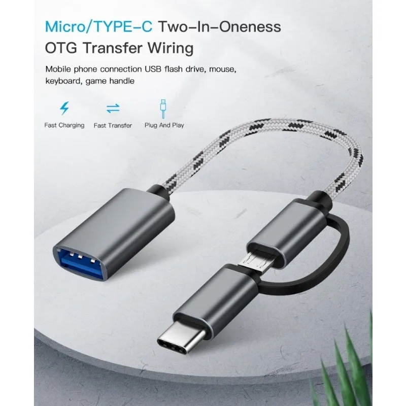 Cabo Adaptador USB3.0 2 Em 1 OTG Tipo-C Micro USB Para Interface Linha De Carregamento Conversor De Celular