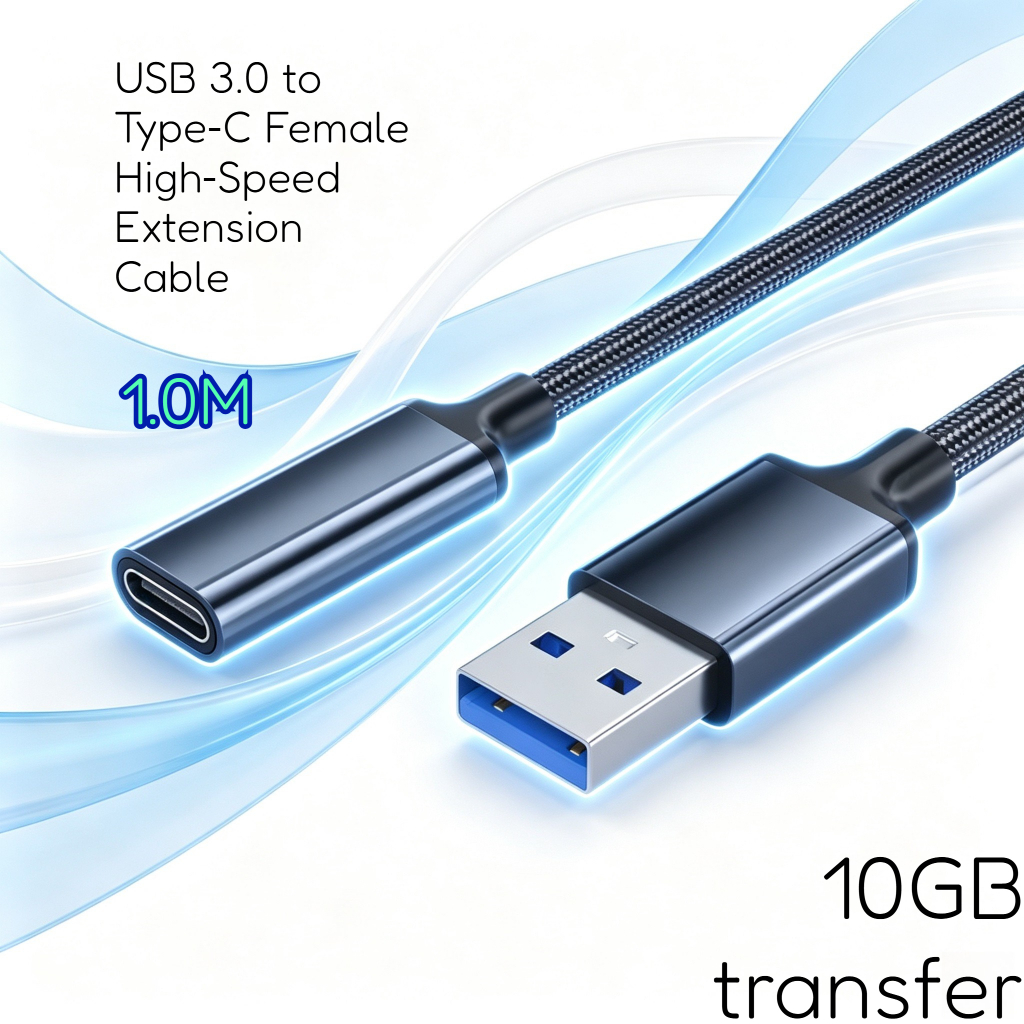 Cabo de dados de alta velocidade USB3.0 para tipo C fêmea 1 metro adequado para Notebook Tablet fone de ouvido Digital d