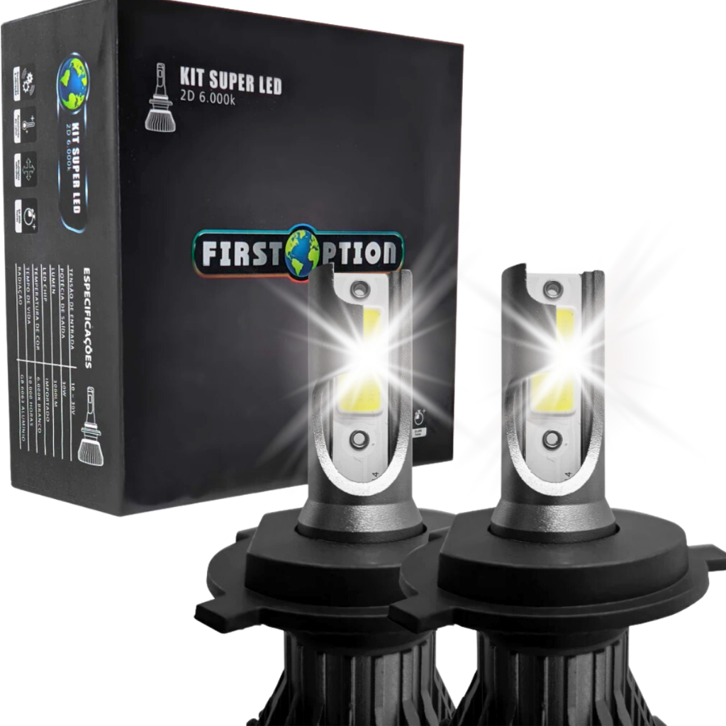 Par de Lâmpadas Super Led 6000K Branco Frio - H1 H3 H4 H7 H11 H16/5202 HB3/9005 HB4/9006 H27/880