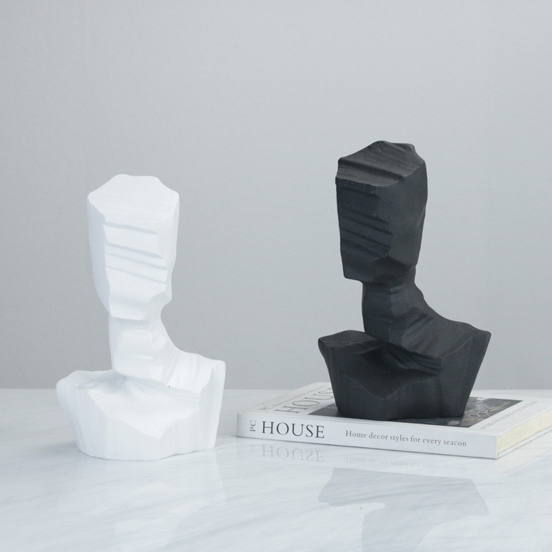 1J1Z Modern minimalist resin abstract half-body figurine, suitable for study rooms, living rooms, and model apartments;