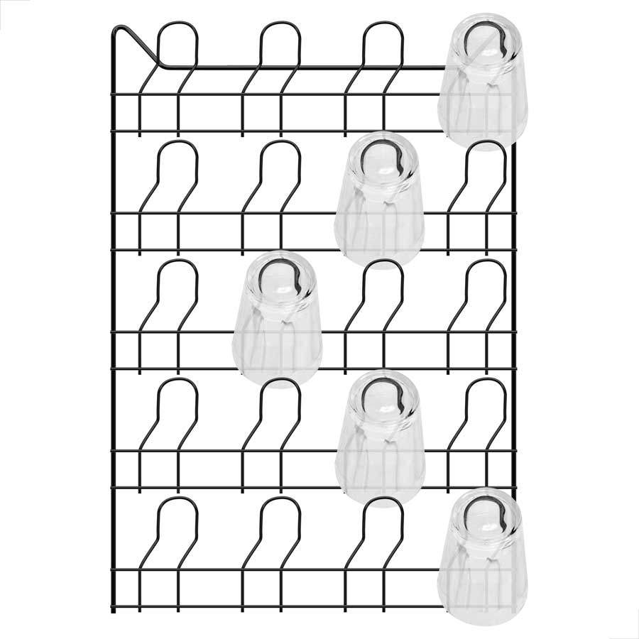 Porta Copos Escorredor Parede Bar Preto 44cm Altura