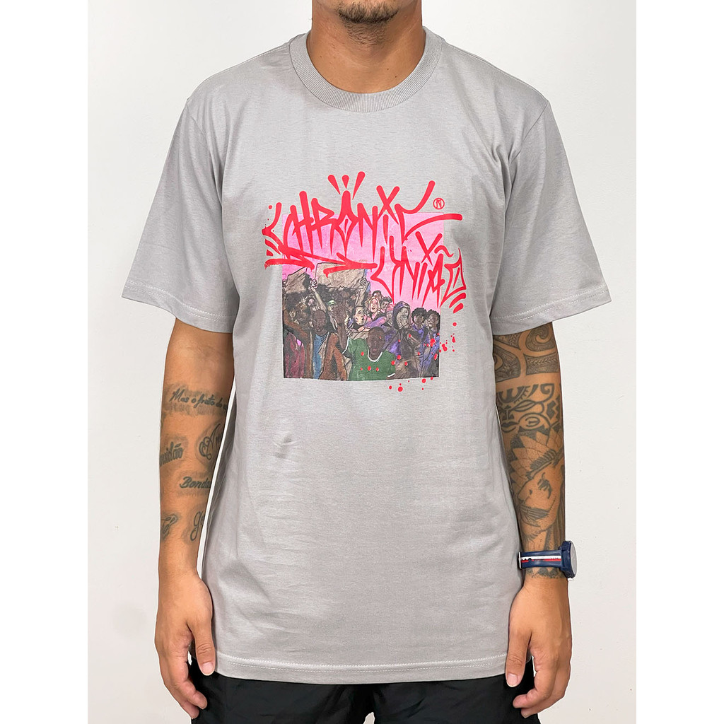 Camiseta Chronic Tag Hood União do Povo Front - Cinza