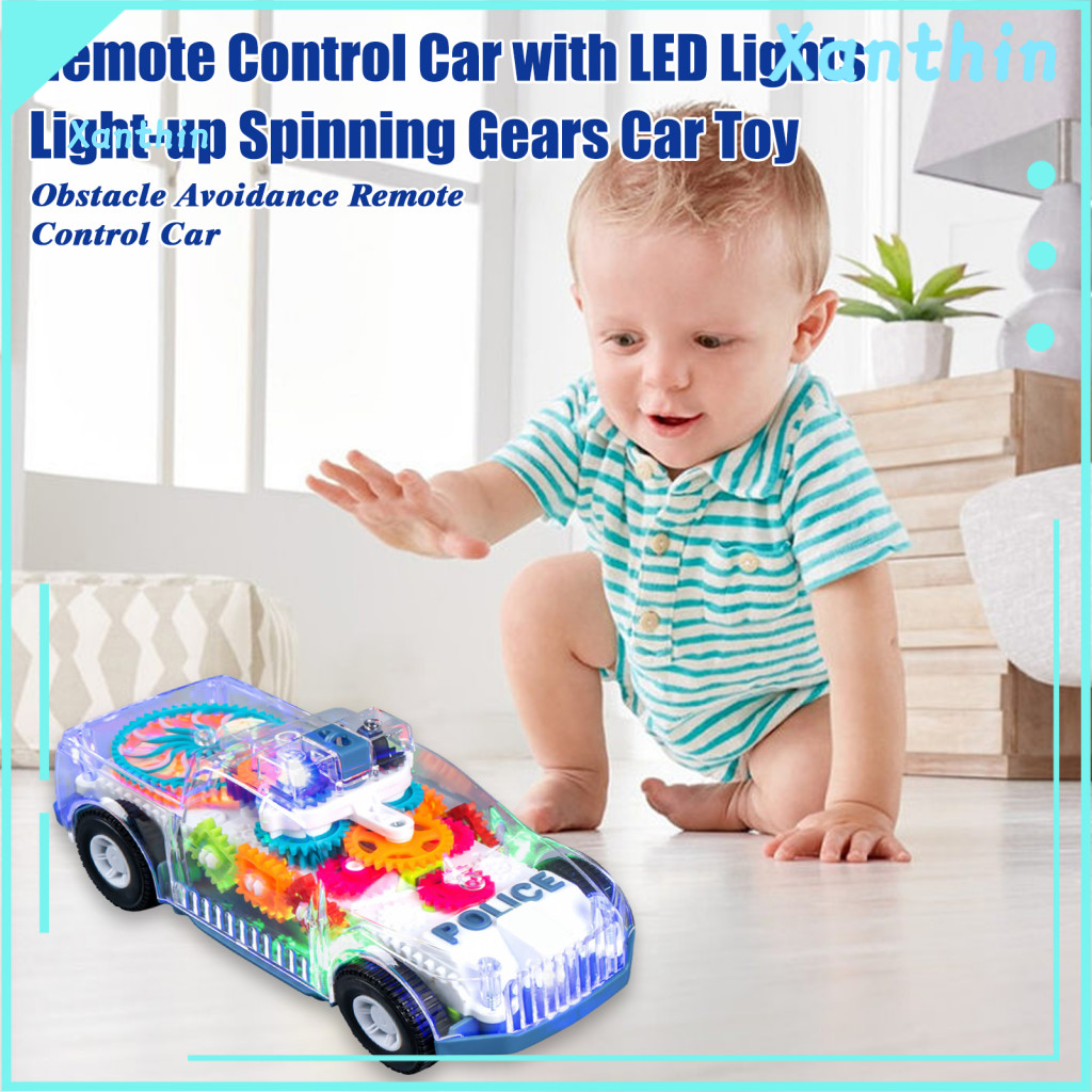 Attention-grabbing Light-up Vehicle Remote Control Car with Led Lights Light Up Toy Spinning Gears Colorful Universal Wh