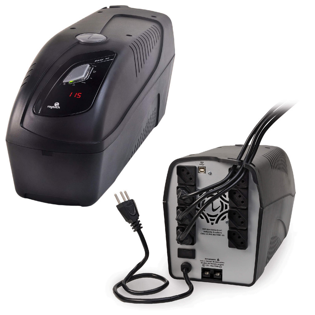 Nobreak Ragtech Easy Jet 2000VA Trivolt 8 Tomadas USB Display Digital CBUTI 20NEJ4222
