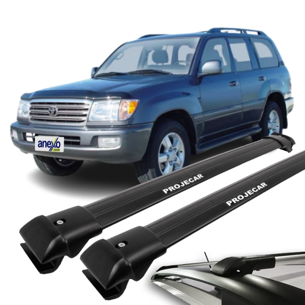 Rack de Teto Land Cruiser Prado 2003 a 2007 Projecar TS-2005 Travessa Longarina Slim Preta Par