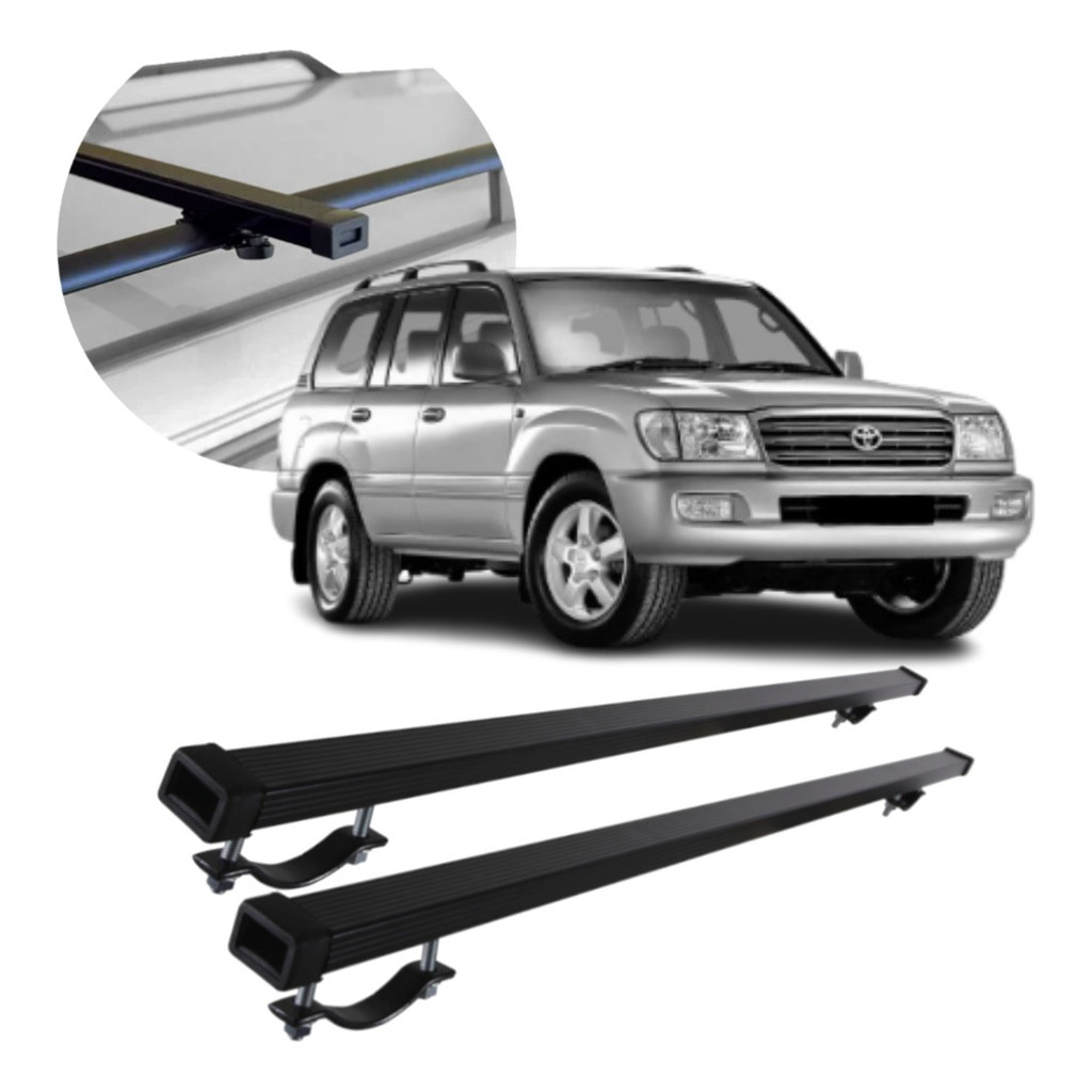 Rack de Teto Toyota Land Cruiser Prado 2003 a 2007 Steel SR-66 Travessa Aço Slim Preta Par
