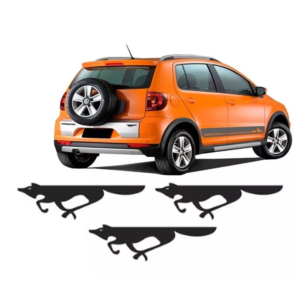 Kit 3 Adesivos Emblema Raposa Vw Fox Crossfox Spacefox