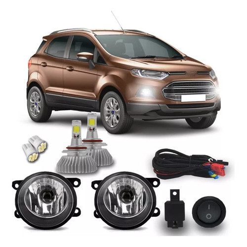 Kit Farol Milha Neblina Ford Ecosport 2013 Á 2017 + Led H11 6000k