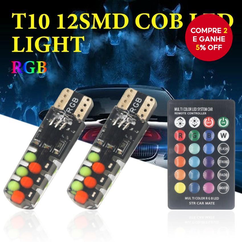 Nova Luz de Leitura de Teto LED 12V T10 W5W 194 168 5050 SMD RGB Lampada Wedge com Controle Remoto