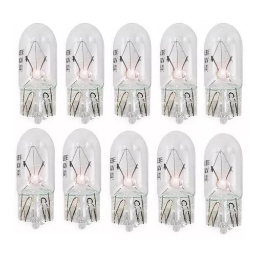 Lampada T10 12v W5w Halogena Esmagada Original 10 Peças