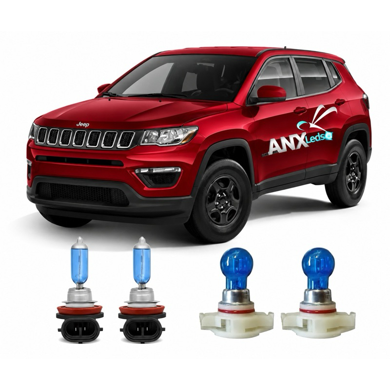 kit Lâmpadas Branca Drl Psx24w H16 + H11 Milha Jeep Compass Techone / Cinoy Super Branca