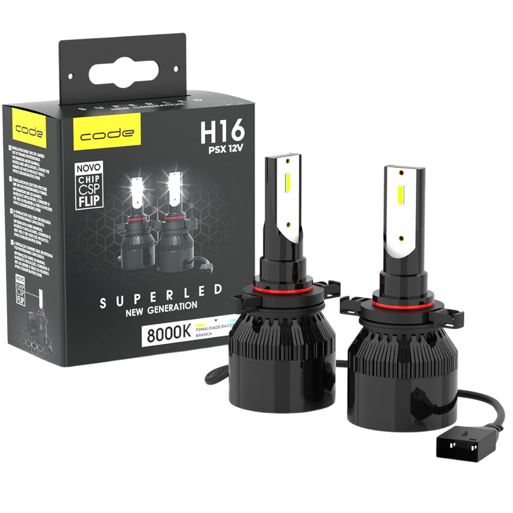 Kit Lampadas Ultra LED Code By Tech One H16 PSX24W 8000k