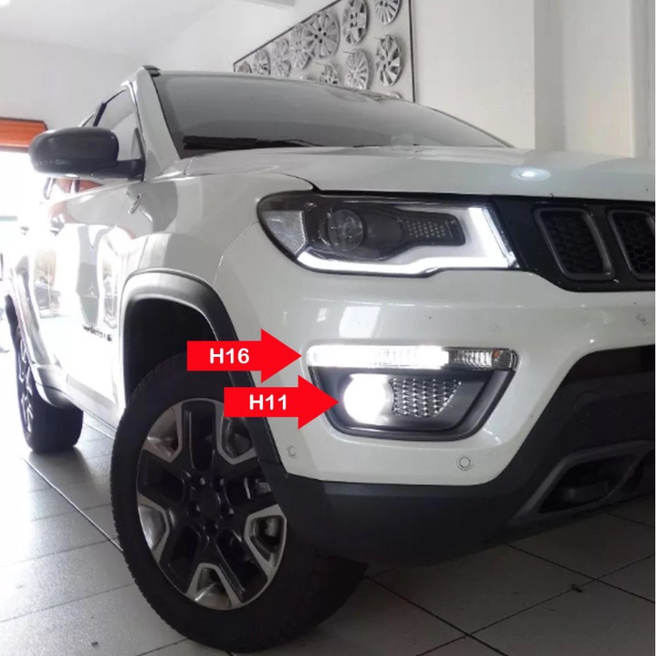 Lâmpadas Branca Drl Psx24w H16 + H11 Milha Jeep Compass