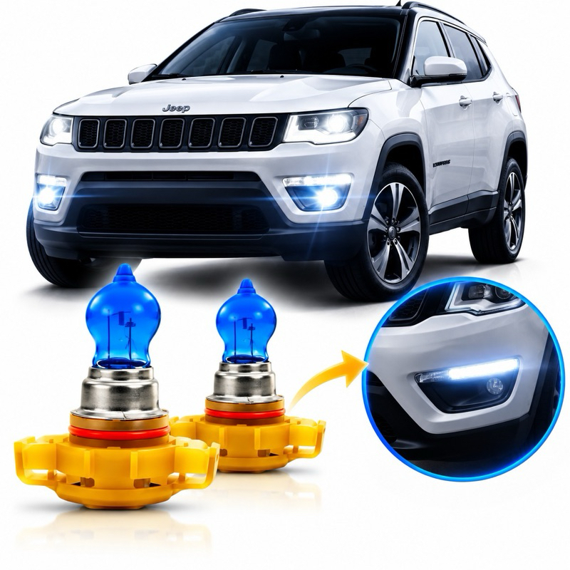 Lampada Branca H16 Psx24w 8500k Diurna Jeep Compass Techone