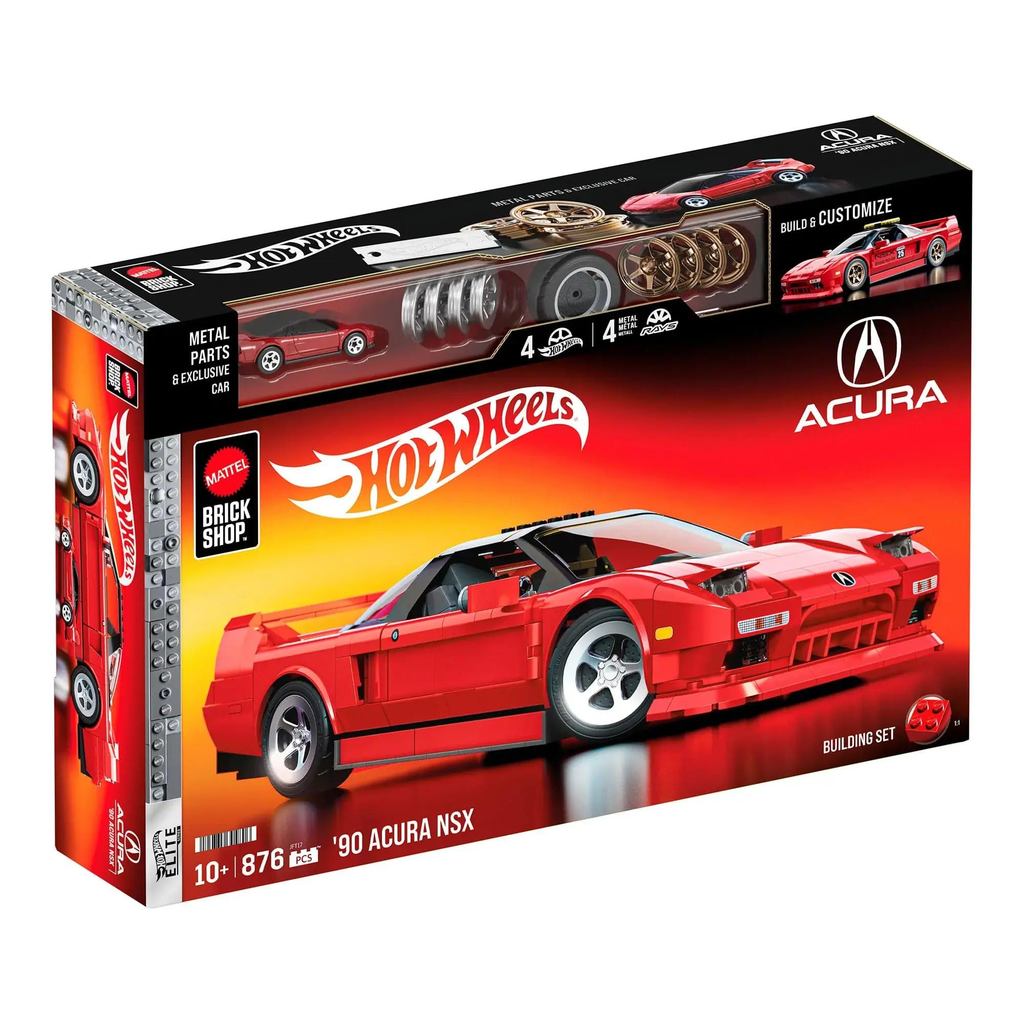 Hot Wheels 1/16 Honda Acura NSX 1990 Assembly Kit with 876 Pieces and 1/64 Mini Car Included, Mattel [Parallel Import]