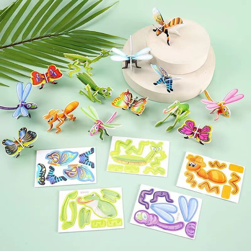 30 Peças/20/10 Inseto 3D Quebra-Cabeça Montagem De Desenho Animado Para Diversão Infantil Pequena Loja De Papelaria Arte