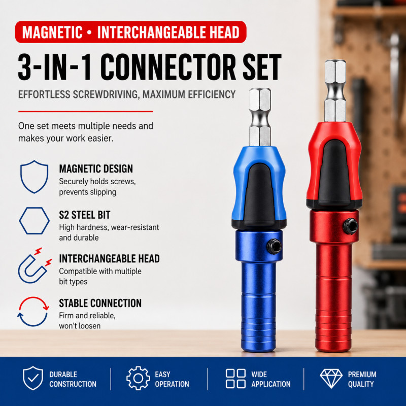 Instalação rápida Socket Rod Set Strong Magnetic Screw Bit Holder para Mobiliário Assembly Woodworki