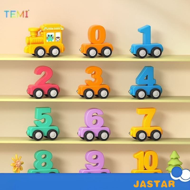 TEMI Magnetic Wooden Train Brinquedos Digitais De Madeira Puzzle De Aprendizagem Infantil