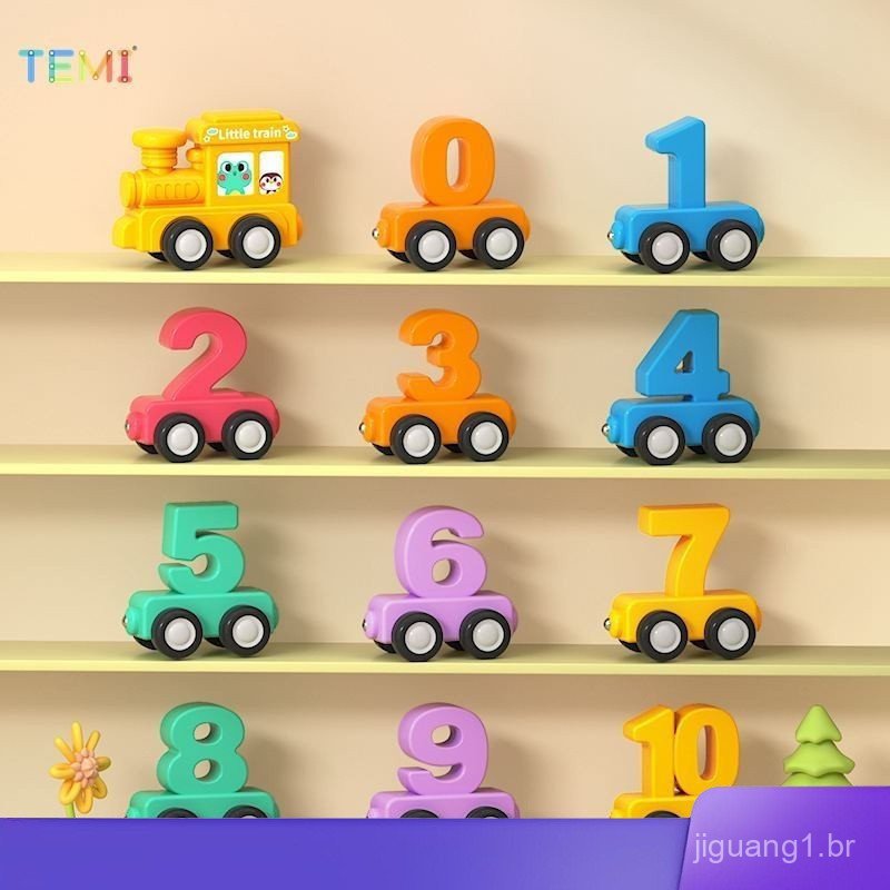 TEMI Magnetic Wooden Train Brinquedos Digitais De Madeira Puzzle De Aprendizagem Infantil