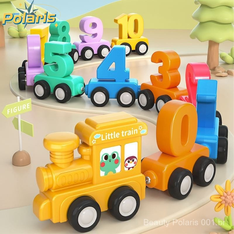 TEMI Magnetic Wooden Train Brinquedos Digitais De Madeira Puzzle De Aprendizagem Infantil