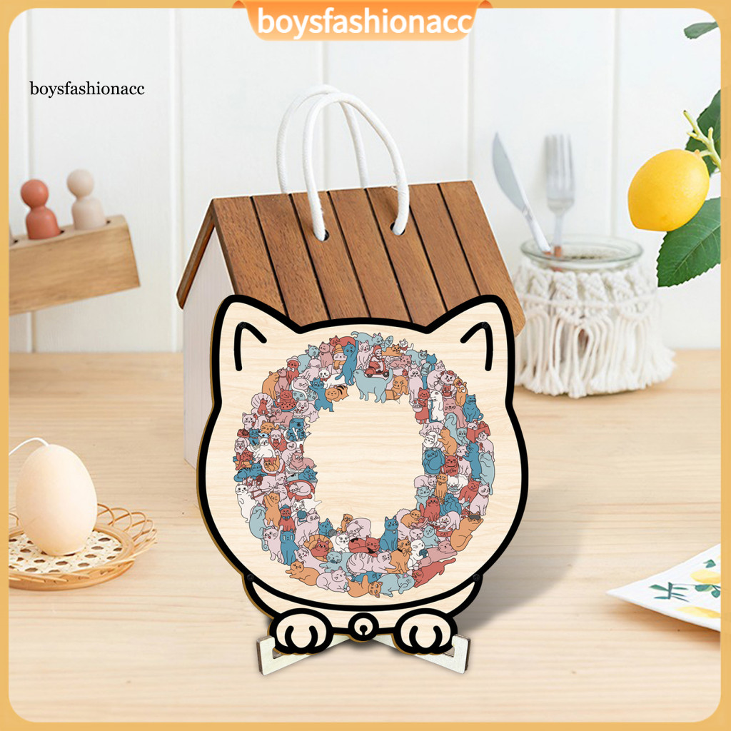 135pcs Cat Shaped Wooden Jigsaw Puzzle Educational Brain Teaser Toy Logic Training Game for Kids Adults Unique Lover Gif