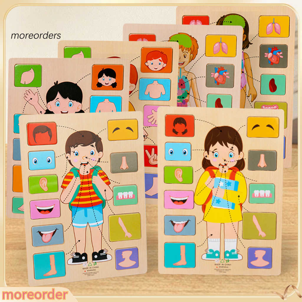 Educational Body Puzzle for Kids Toddlers – Wooden Anatomy Board Game Stem Learning Toy for Children Parts Matching Ea