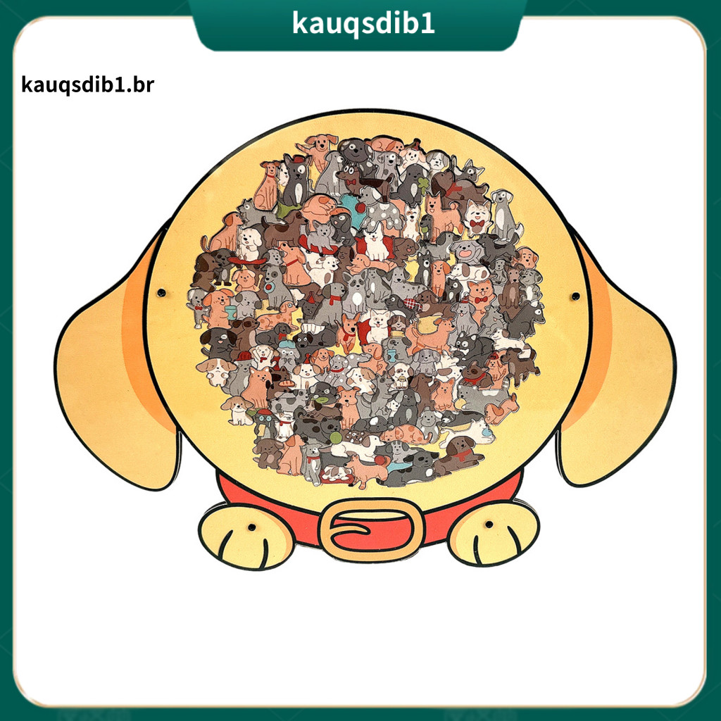 Patience Building Puzzle 135pcs Dog Shaped Wooden Jigsaw Set – Educational Logic Game Brain Training Toy for Kids Adul