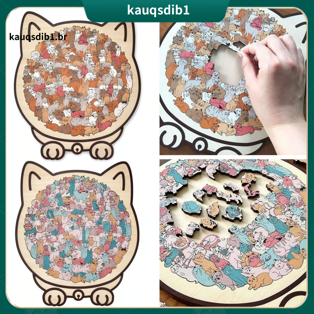 Cat-shaped Wooden Puzzle 135pcs Cat Shaped Jigsaw Educational Brain Training Game Logic Toy for Kids Adults Difficult Fo