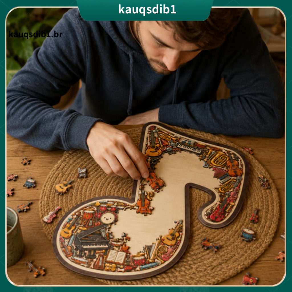 Decorative Music Puzzle Wooden Musical Note Family Night Jigsaw Game Instrument Shape Fun Educational Gift for Kids for