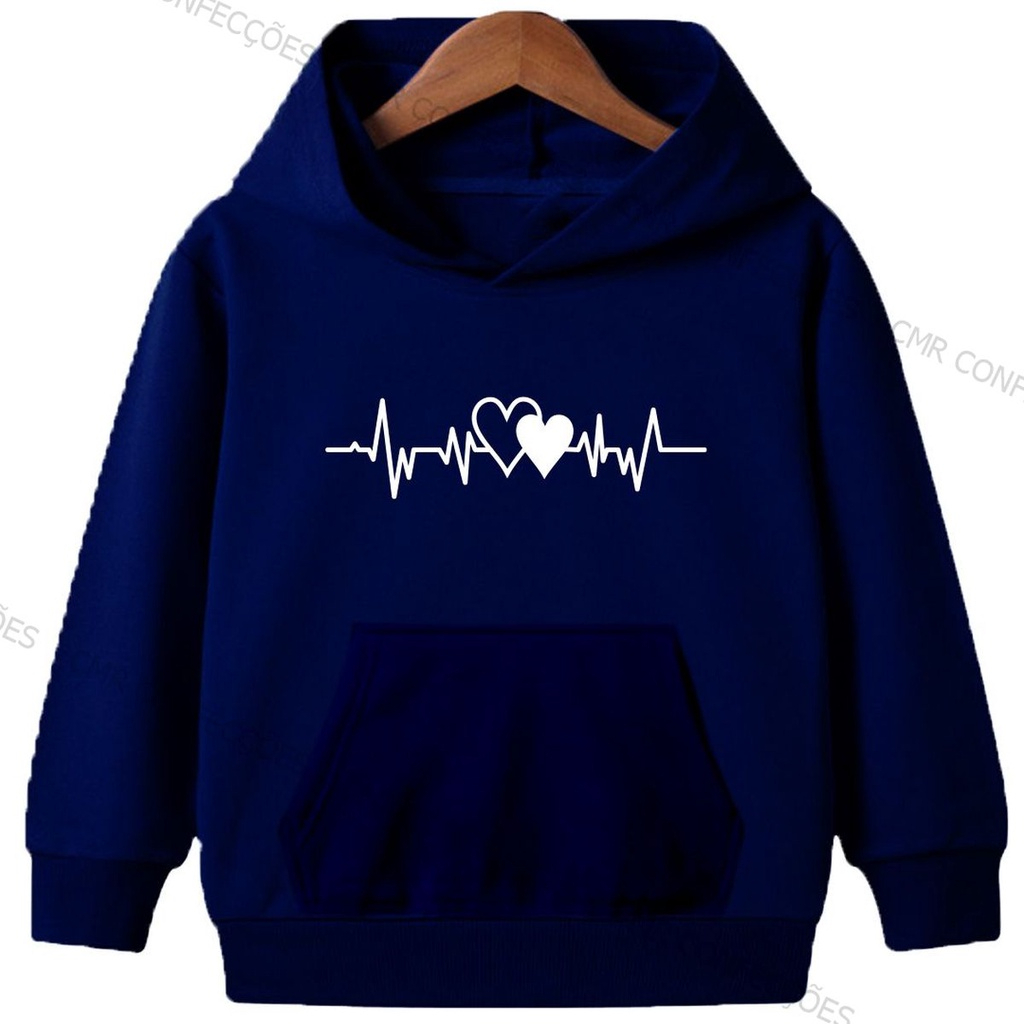 Moletom Infantil Canguru Capuz Heart Rate Menino Menina - Envio Imediato