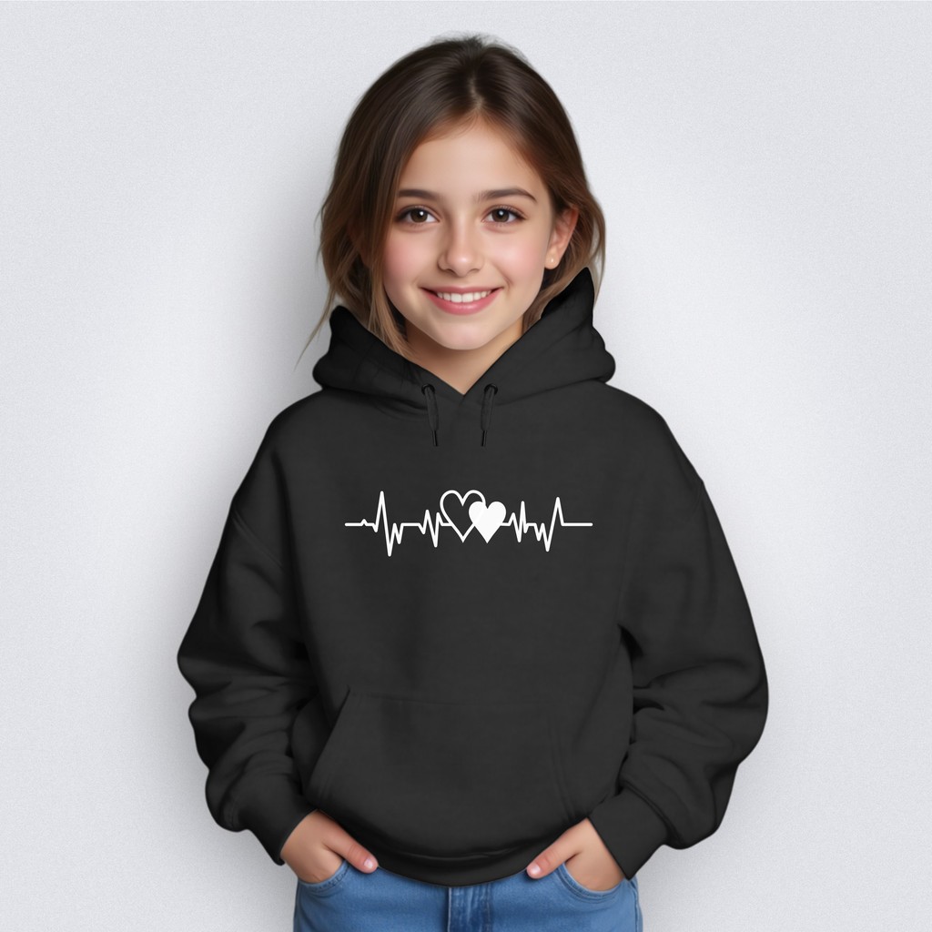 Moletom Infantil Blusa Bolso Canguru Gola Careca Heart Rate Menino Menina Lançamento