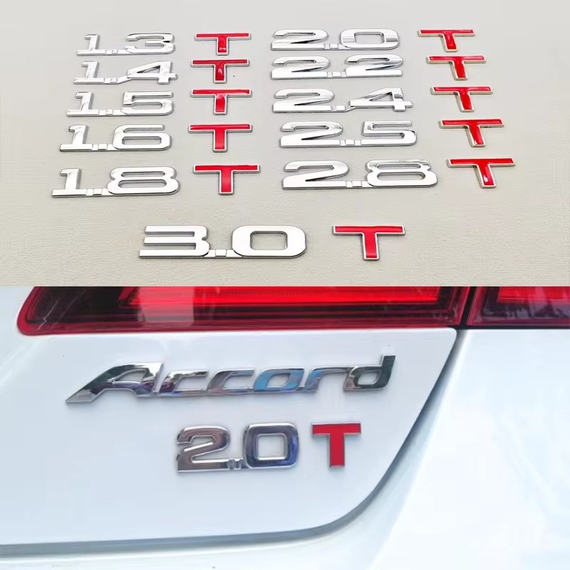 3D Metal Car Sticker Logo 1.5 1.8 2.0 2.2 2.4 2.5 2.8 3.0 T Rear Trunk Tail Badge Decals For Honda Audi Universal Access