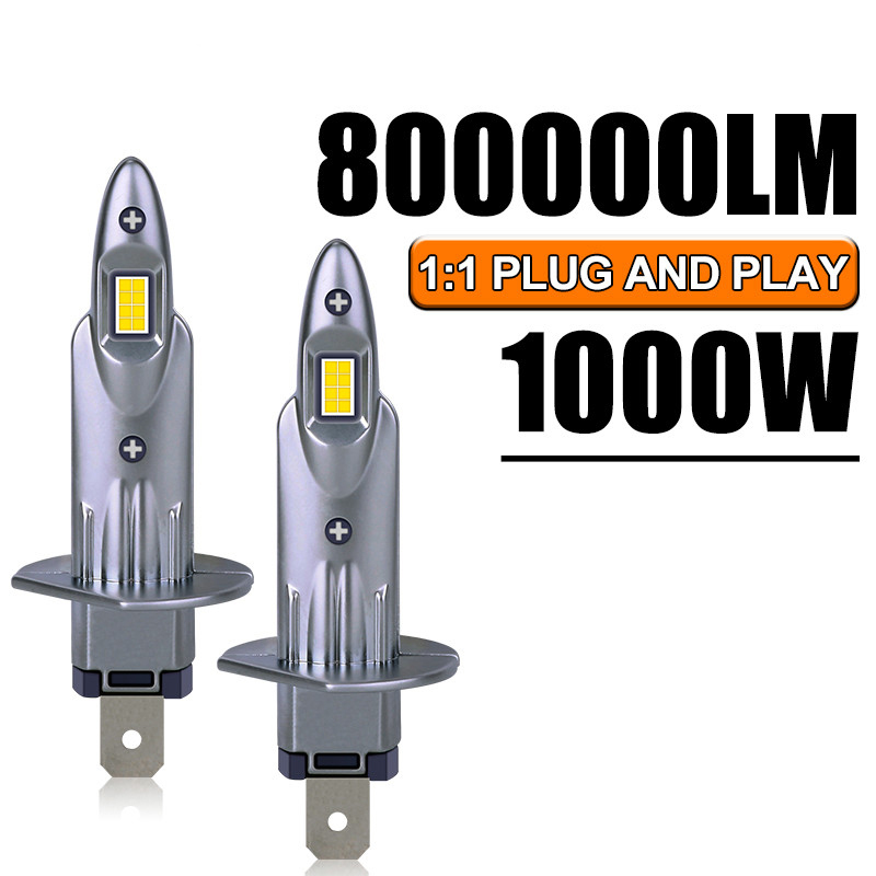 2PCS Lâmpadas LED H1 800000LM 1000W Luzes Do Carro 16 Pçs 8054 CSP 6500K Branco H1 Lâmpada T10 STG 1 : 1 Mini Automática