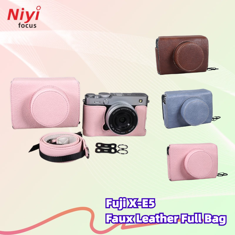 Capa De Câmera De Couro Falso Para Fuji X-E5 Protetora Completa Fujifilm XE5 Bolsa 1/4 Parafuso Acessório