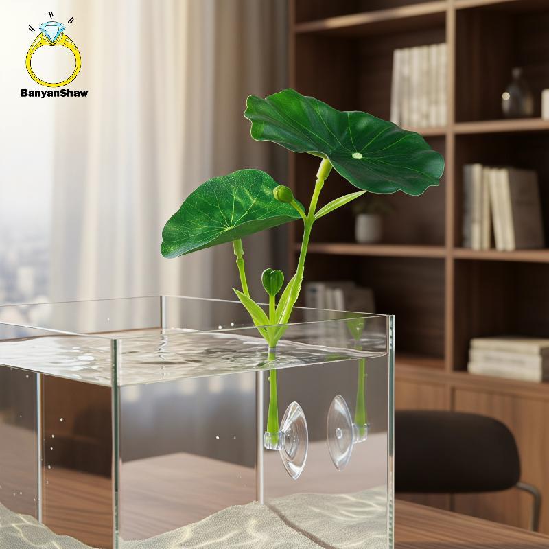[BANY] Betta Fish Rest Leaf Inodoro Simulado Plástico Folha De Lótus Ornamento De Aquário Seguro Para Descanso Escondend