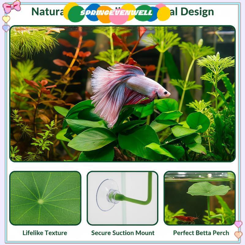 [springevenwell] Betta Rest Leaf 5 PCS Plástico Simulado Folha De Lótus Adequado Para Descanso Diário Escondendo Desova