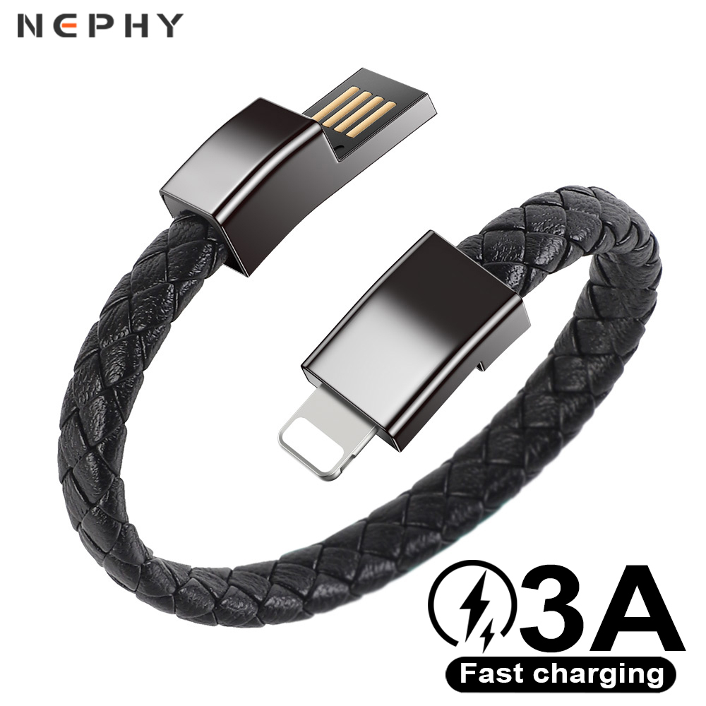 Cabo De Pulseira Nohon USB Carga Rápida Para iPhone Apple iPad air mini iOS 7Plus 8Plus 11pro 12pro Telefone Celular Curto 22,5cm 20cm Carregador De Dados Acessórios Com Fio